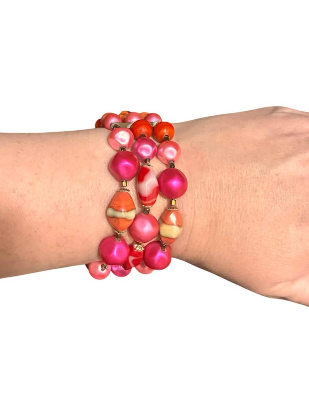 ✨ 3/$15 ✨ Pink & Orange Beaded Wire Bracelet